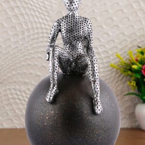 Men Sitting on Ball Showpiece for Home Decor Showpiece, Atlas Sculpture for Office Table Décor multicolour