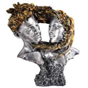 Love Couple Face Statue silver and golden Showpiece for Home Decor Valentine Day Gift | Resin Decorative Showpiece showpiece